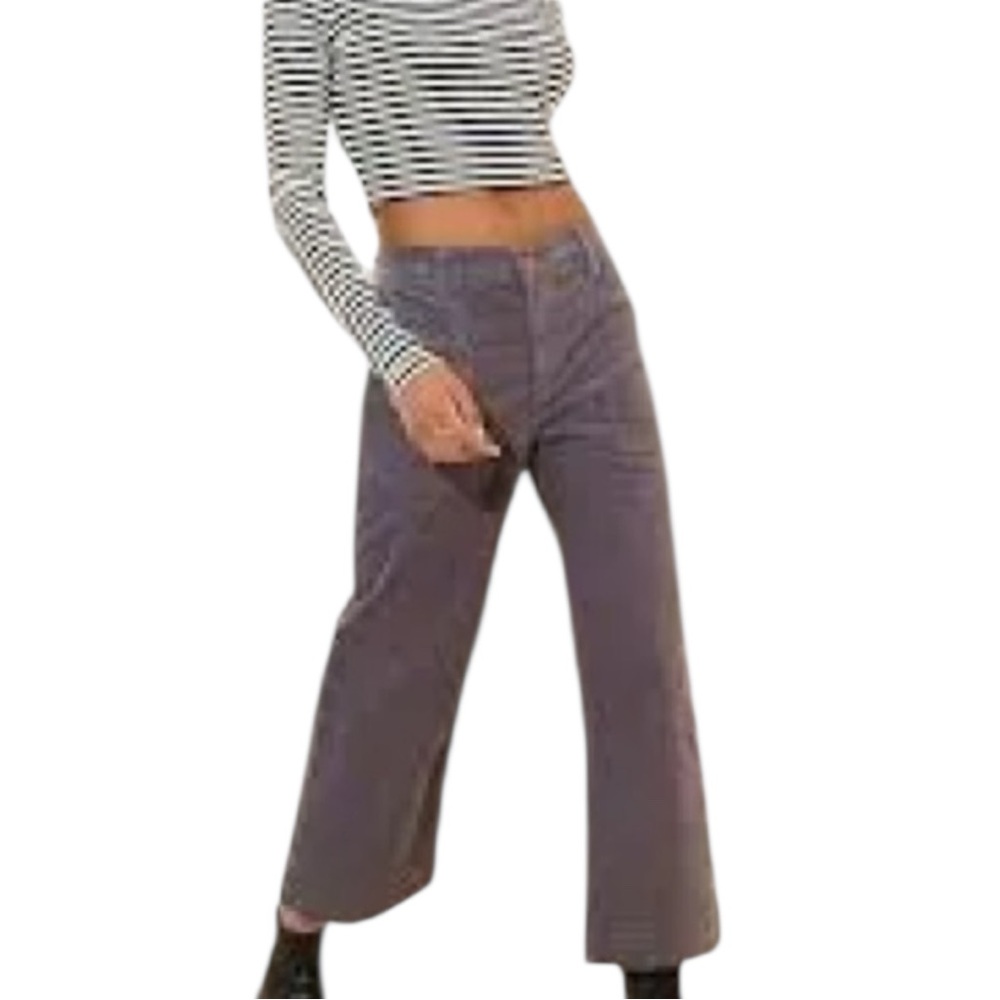 AG Jeans Saige High Rise Wide Leg Crop Grey Ember Corduroy NWT 27